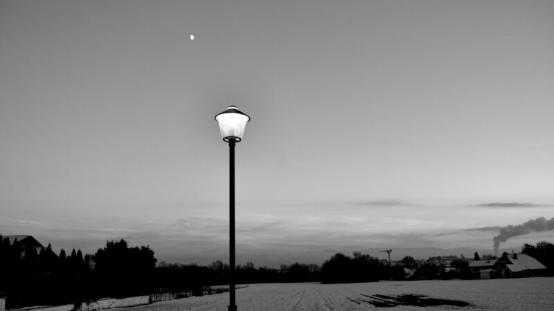 The street lamp and the moon